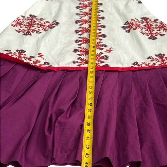 Embroidered White Maxi Dress with Red Motifs & Purple Hem - Picture 7 of 7